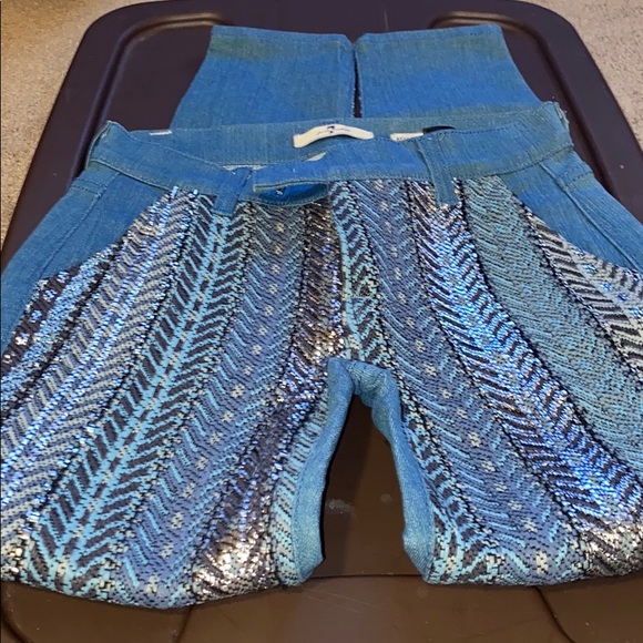 7FOR ALL MANKIND BROCADE SKINNY JEANS WORN ONCE. - Picture 1 of 6